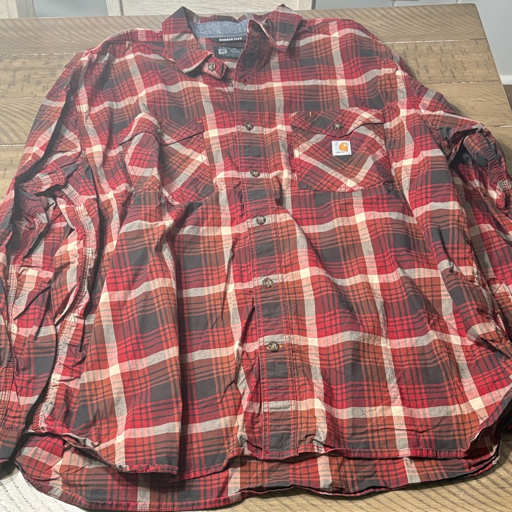 Carhartt Red and Brown Plaid Shirt